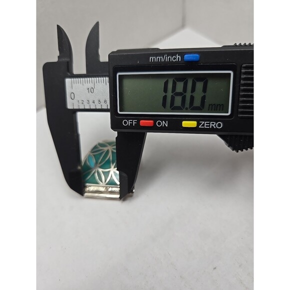 Vintage Zuni OS Nakatewa Sterling Turquoise Inlay Watch Tips Flower Pattern - Picture 11 of 13